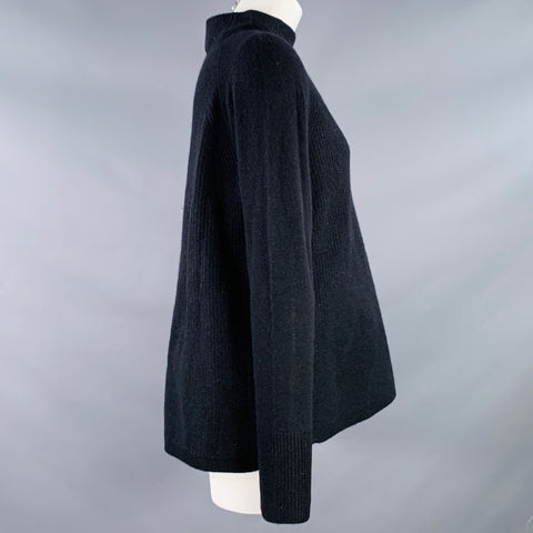WHITE+WARREN Size M Black Cashmere Knit Mock Neck Pullover