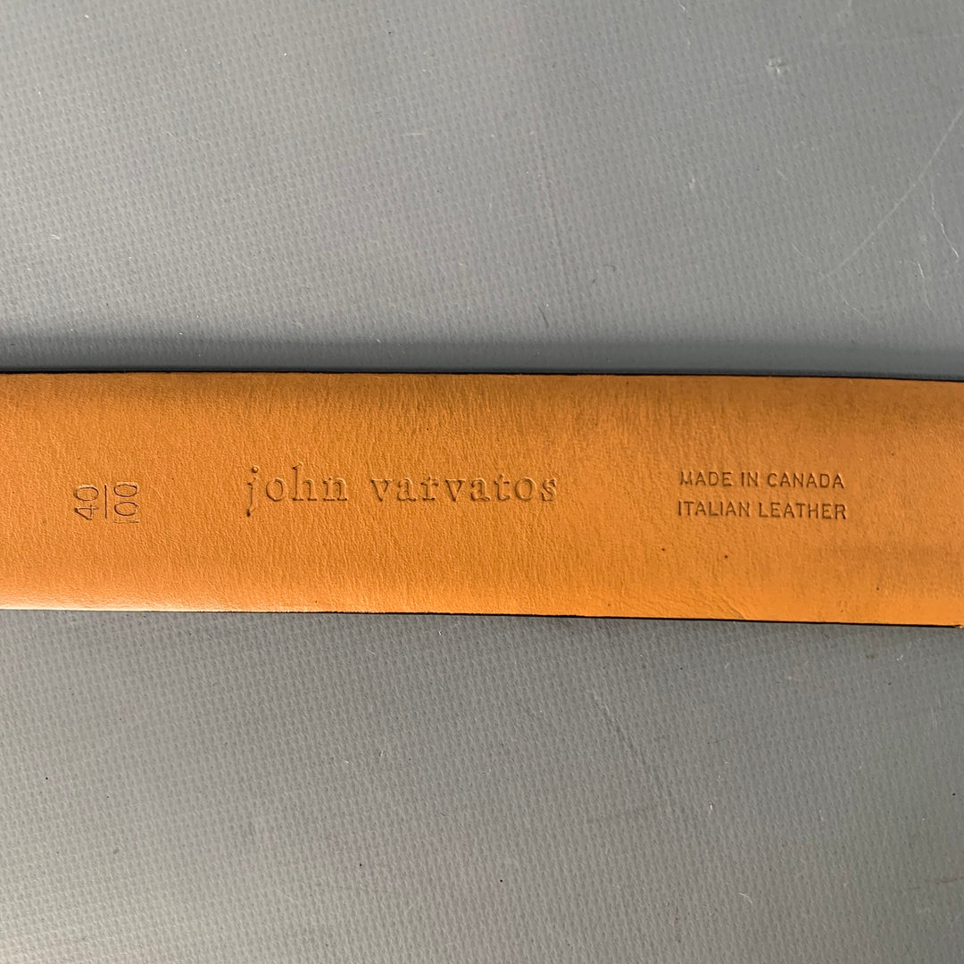 JOHN VARVATOS Size 42 Black Silver Leather Belt