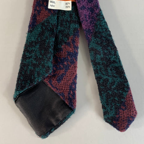 MISSONI Teal Navy Geometric Wool Blend Tie