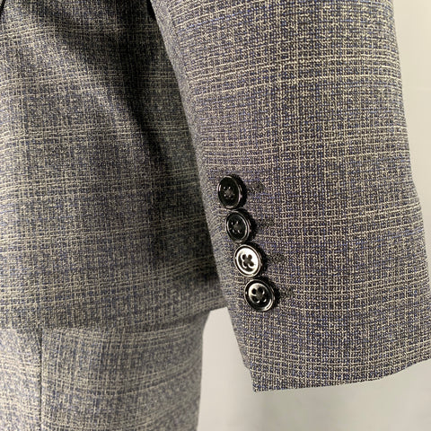 THEORY Size 40 Grey Navy Heather Wool Notch Lapel Suit