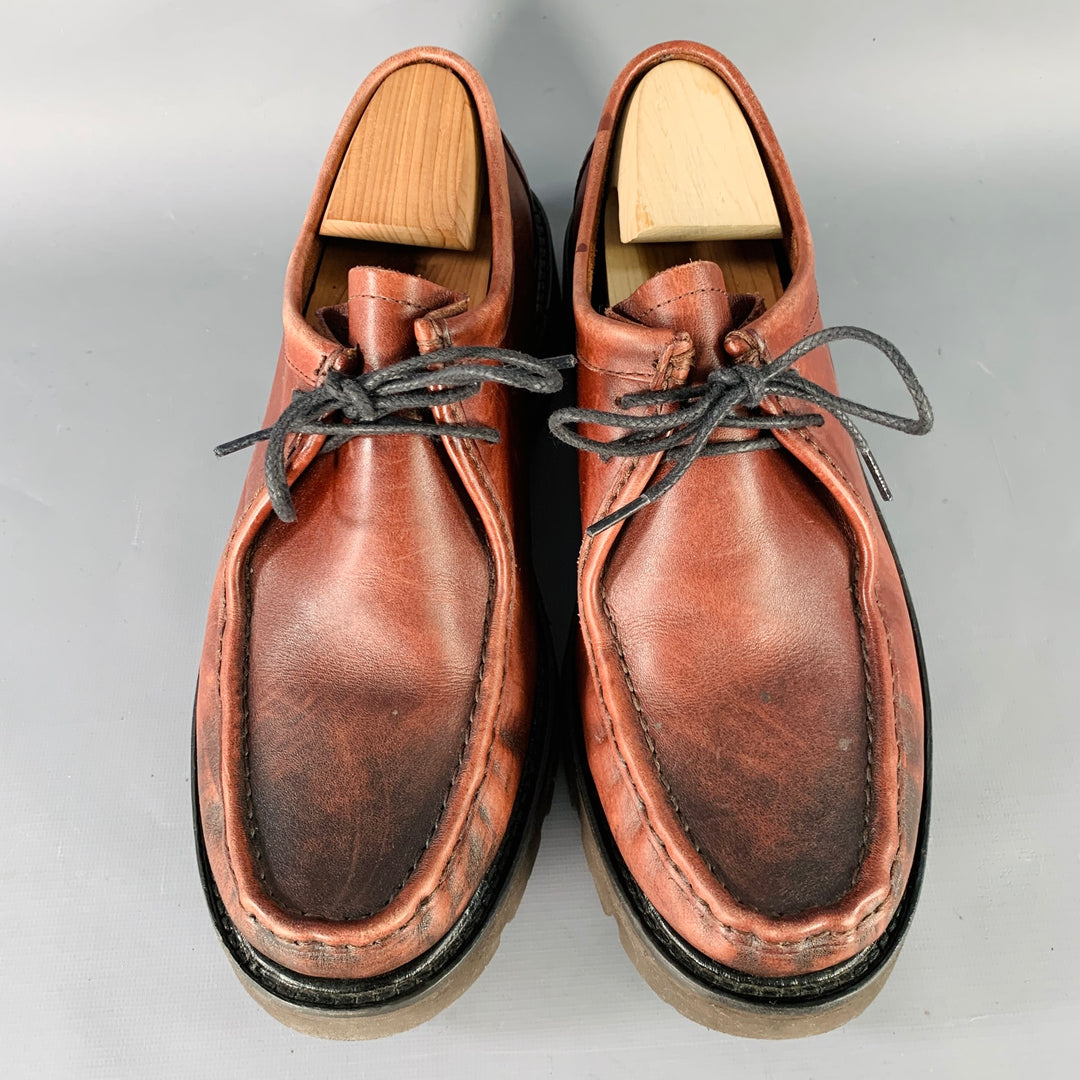 G.H. BASS&CO. Size 11 Brown Chunky Tread Sole Moccasin Lace-Up Shoes