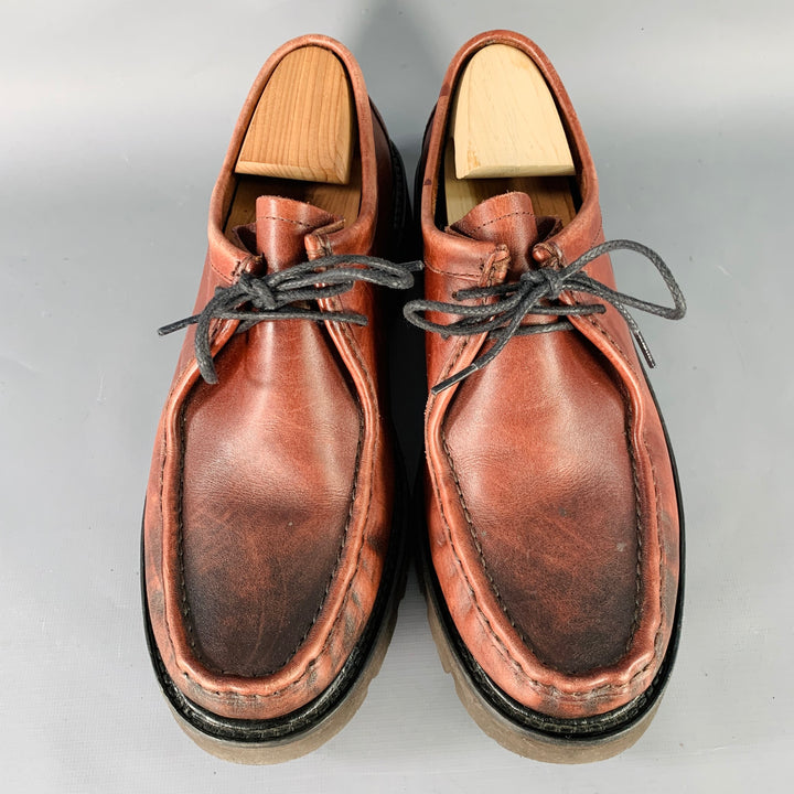 G.H. BASS&CO. Size 11 Brown Chunky Tread Sole Moccasin Lace-Up Shoes