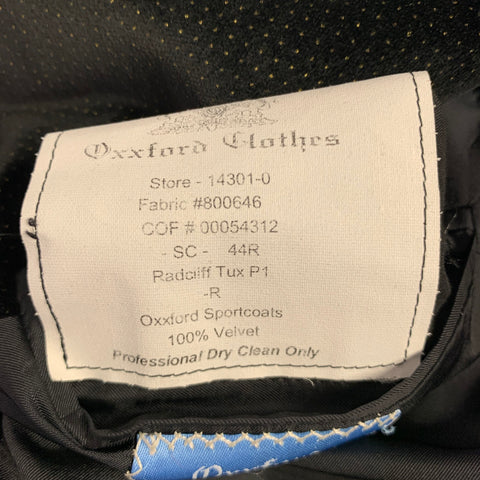 OXXFORD CLOTHES Size 44 Black Gold Dots Velvet Single Button Sport Coat