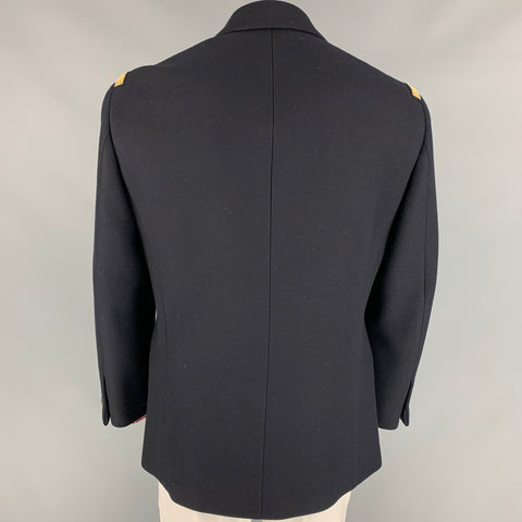 RALPH LAUREN PURPLE LABEL Size 42 Black Gold Wool Cashmere Double Breasted Coat