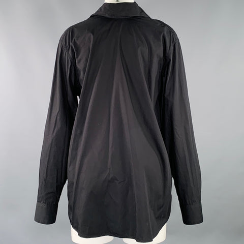 DRIES VAN NOTEN Robe chemise boutonnée en coton noir taille 4