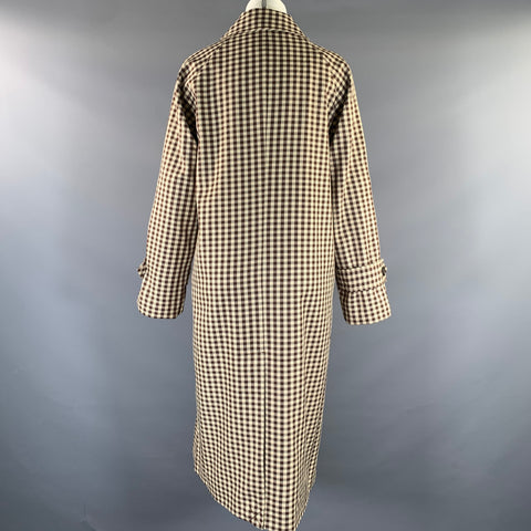 HOUSE OF HARLOW 1960 Size XS Brown Tan Polyester Gingham Trench Coat