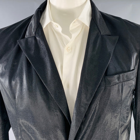 DOLCE & GABBANA Vintage Size 42 Black See Through Polyamide Single Breasted Peak Lapel Suit