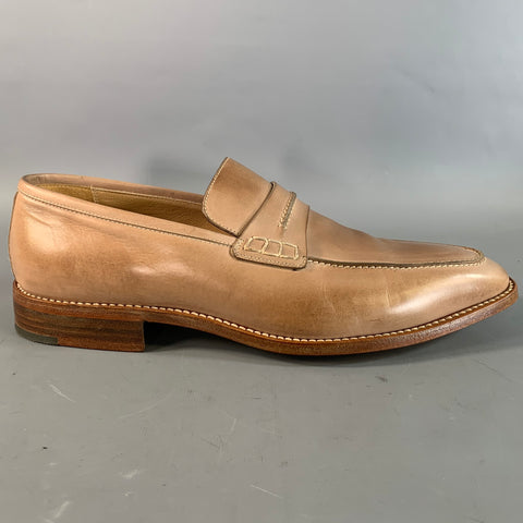 GRAVATI Size 9.5 Tan Beige 17293 Leather Penny Loafer Loafers