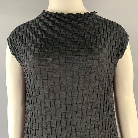 ISSEY MIYAKE FW2000 Size 2 Black Wool  Nylon Textured Tunic Long Dress