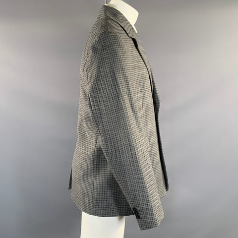 MSGM Chest Size 38 Grey Black Window Pane Wool Notch Lapel Sport Coat