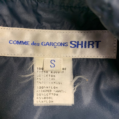 COMME des GARCONS SHIRT Size S Navy Multi Color Hooded Color Block Toggle Coat