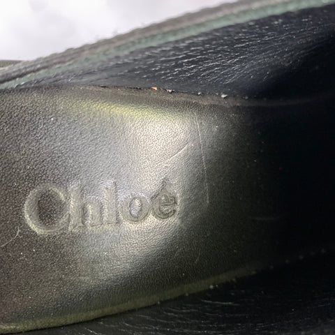 CHLOE Size 10 Black Leather Mules Wedges