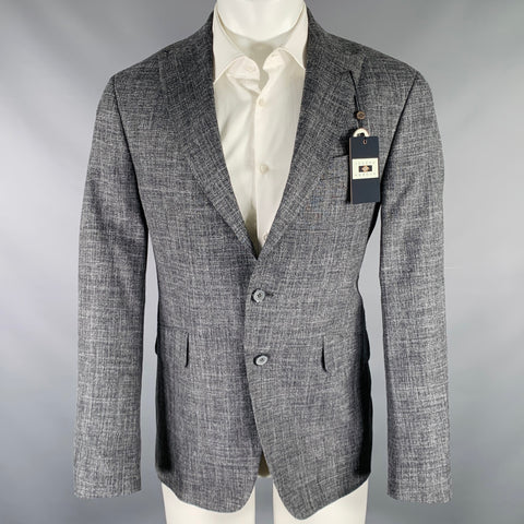 JOSEPH ABBOUD Size 40 Grey White Woven Wool Linen Sport Coat