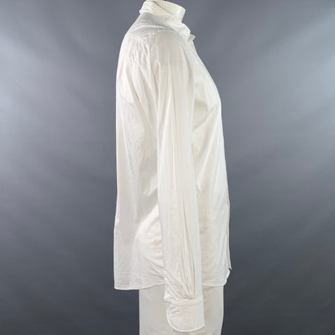 DOLCE & GABBANA Size L White Cotton Button Up Long Sleeve Shirt