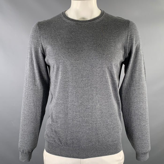 HUGO BOSS Size XL Grey Knitted Wool Crew-Neck Pullover