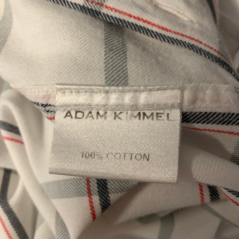 ADAM KIMMEL Size L White Red & Grey Plaid Cotton Long Sleeve Shirt