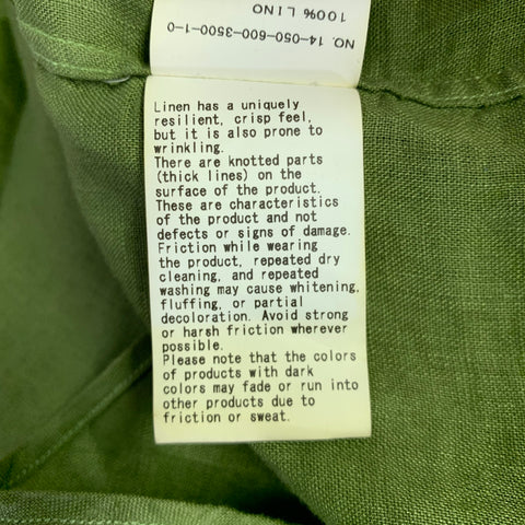 JOURNAL STANDARD Size S Green Linen Button Down Long Sleeve Shirt