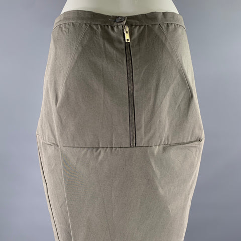 RICK OWENS Size 8 Grey Cotton Mid-Calf Skirt