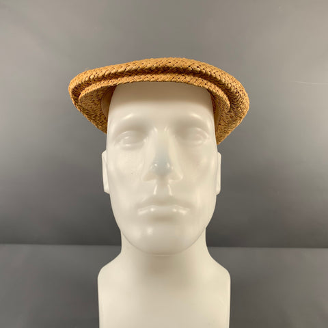 VINTAGE Taille Unique Chapeaux de Paille Tressée Beige