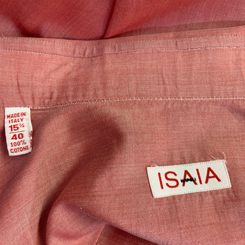 ISAIA Size M Orange Coral Cotton Spread Collar Long Sleeve Shirt