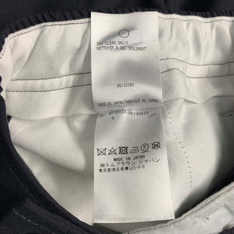 THOM BROWNE Size M Navy White Stripe Wool Elastic Waistband Casual Pants