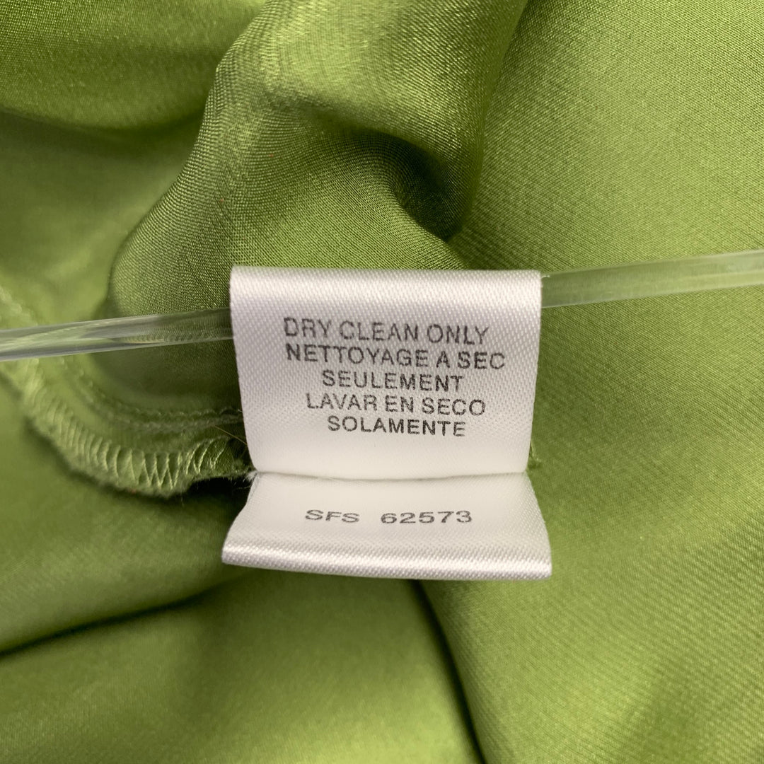 BCBG Size 12 Green Silk Mixed Fabrics Halter Mid Calf Dress Sui Generis Designer Consignment BCBG Size 12 Green Silk Mixed Fabrics Halter Mid Calf Dress Sui Generis Designer Consignment