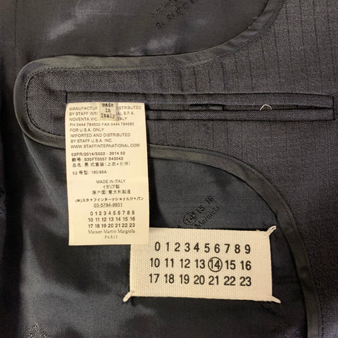 MAISON MARGIELA Size 42  Charcoal Navy Pinstripe Wool Notch Lapel Sport Coat