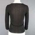 GIAMBATTISTA VALLI Size S Black Scoop Neck Ribbon Fringe Snap Cardigan GIAMBATTISTA VALLI