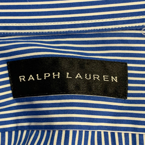 RALPH LAUREN Size S Blue White Stripe Cotton Spread Collar Long Sleeve Shirt