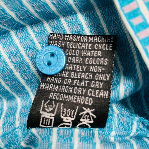 BUGATCHI UOMO Size L Blue White Squares Cotton Buttoned Polo