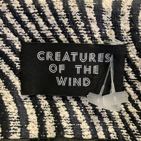 CREATURES OF THE WIND Size 4 White Black Viscose Blend Swirl Shawl Collar Coat