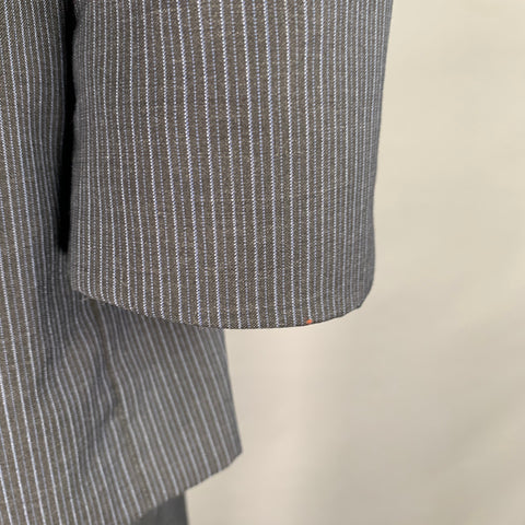 YVES SAINT LAURENT Size 42 Long Navy Blue Stripe Wool Notch Lapel Suit