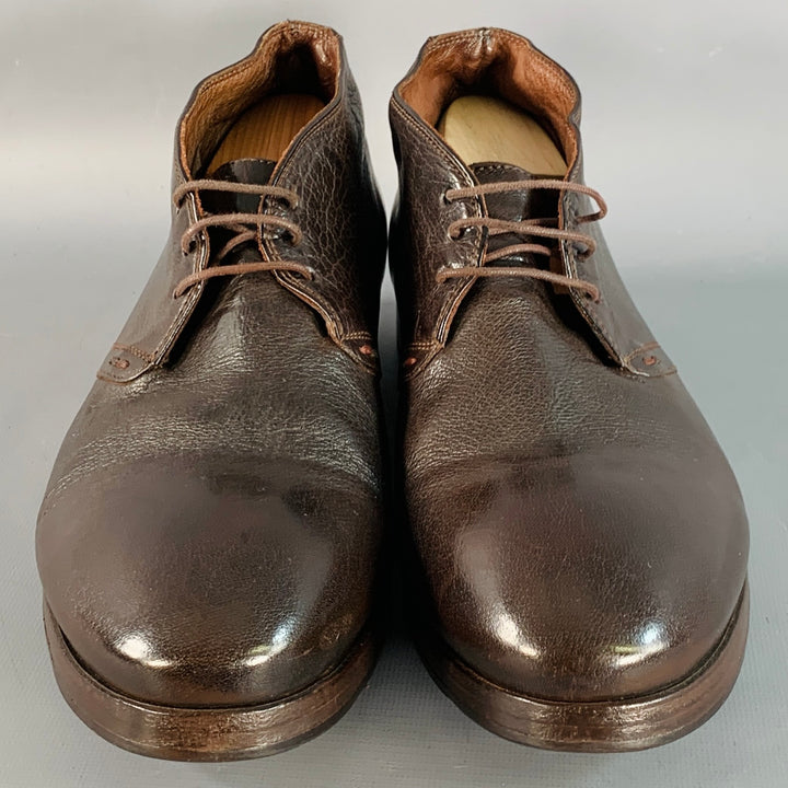 PAUL SMITH Size 10 Brown Leather Lace-Up Ankle Boots