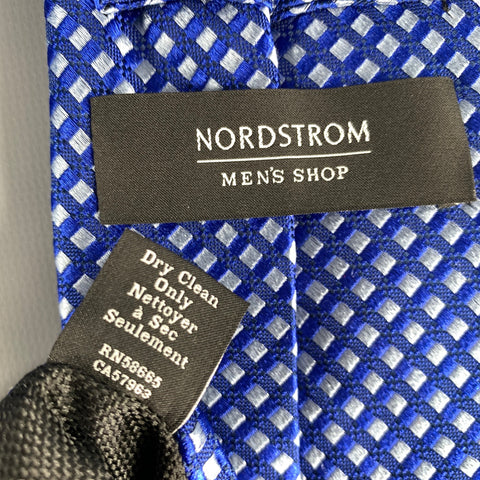 NORDSTROM Navy Grey Checkered Silk Tie