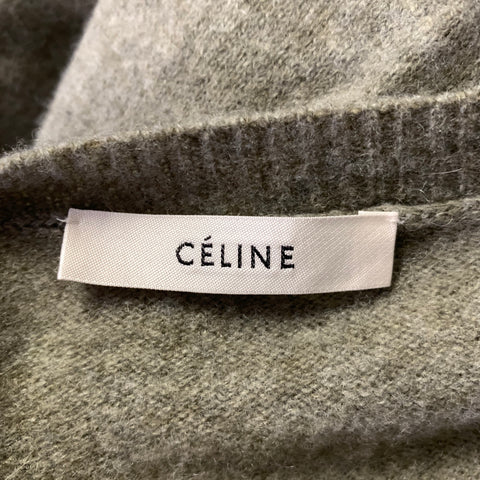 CELINE Size M Khaki Green Wool Cashmere Wrap Pullover