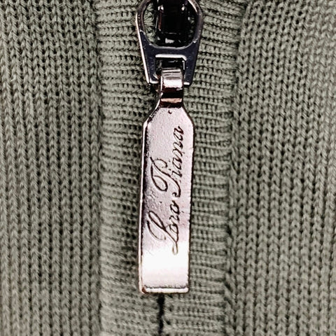 LORO PIANA Size M Olive Green Knit Cotton Zip Up Jacket