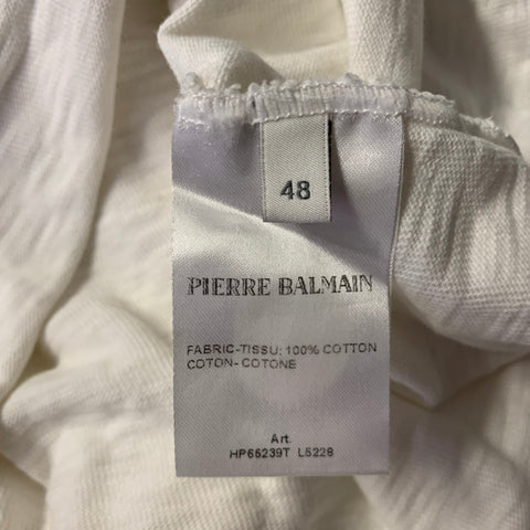 PIERRE BALMAIN Size XL White Black Graphic Cotton Scoop Neck T-shirt