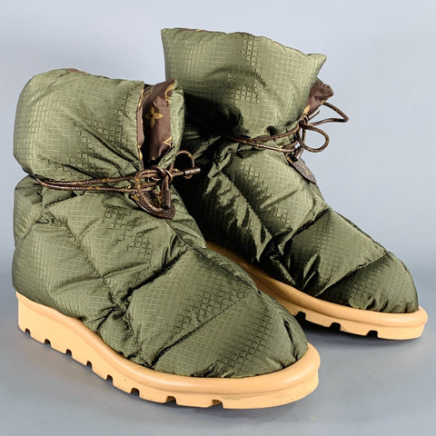 LOUIS VUITTON Size 8 Pillow Comfort Green Brown Nylon Monogram Boots