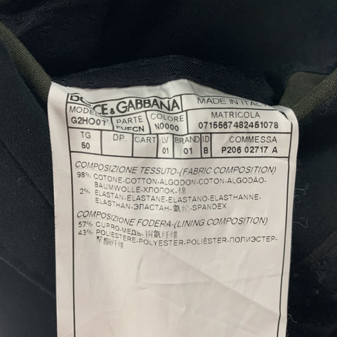 DOLCE & GABBANA Size 40 Black Cotton Blend Notch Lapel Sport Coat