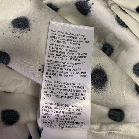 BALENCIAGA Size M White Black Polka Dot Viscose Silk Long Sleeve Shirt