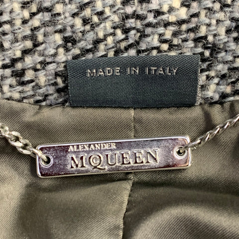 ALEXANDER MCQUEEN Size 4 Grey Black Wool Blend Boucle Single Breasted Jacket