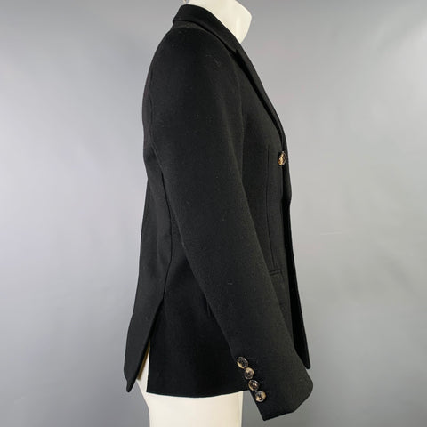 DRIES VAN NOTEN Size 36 Black Twill Double Breasted Jacket