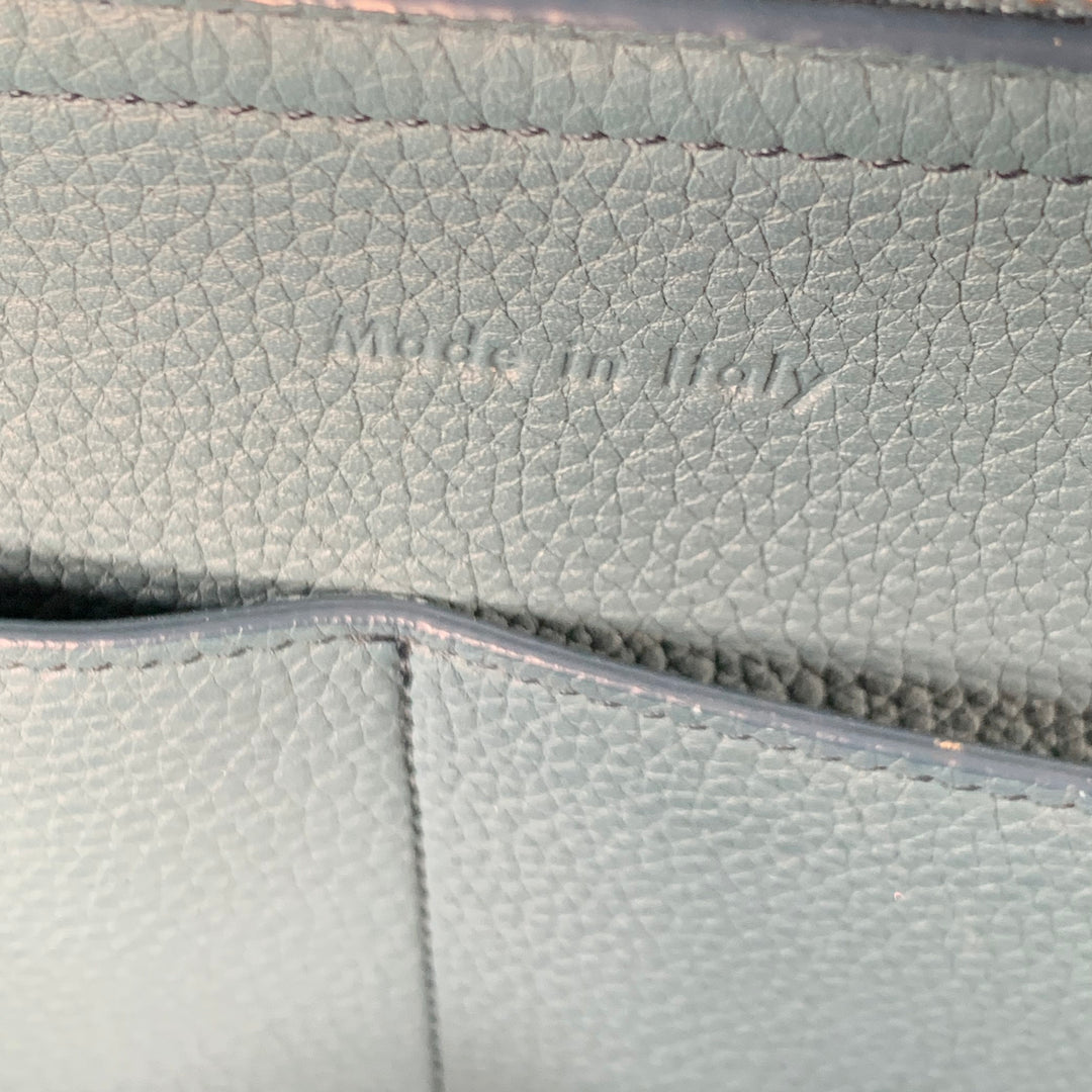 CELINE Blue Pebble Grain Leather Medium Trifold Tote Handbag