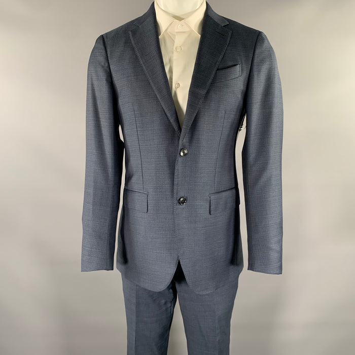 ERMENEGILDO ZEGNA Size 38 Navy Heather Wool Notch Lapel Suit