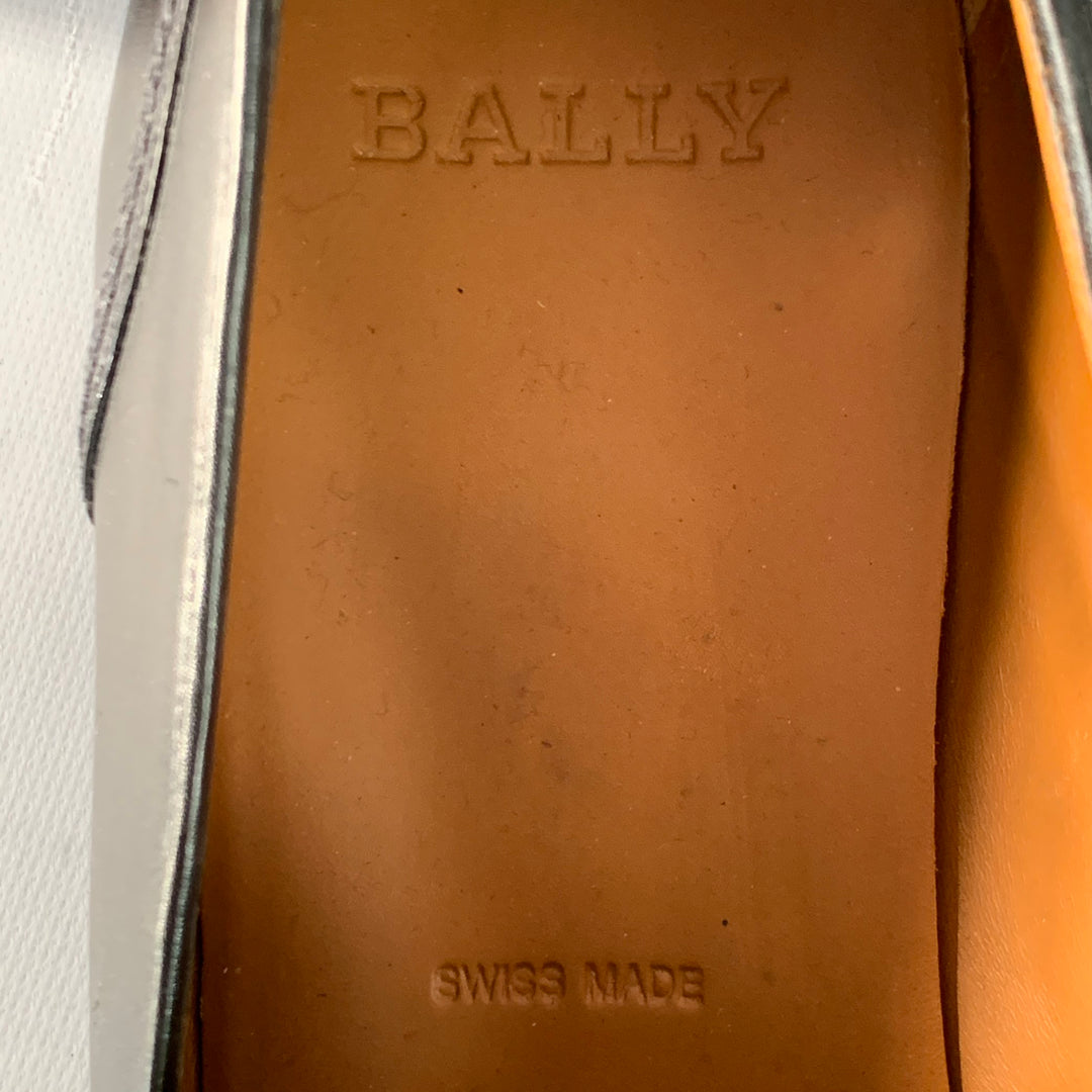 BALLY Size 12 Lavoli Black Silver Leather Buckle Loafers