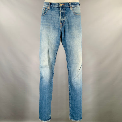 PAUL SMITH Size 36 Blue Distressed Cotton 5 Pocket Jeans