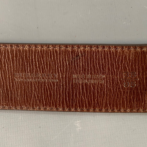 BURBERRY Size 38 Brown Gold Leather Loops Belt