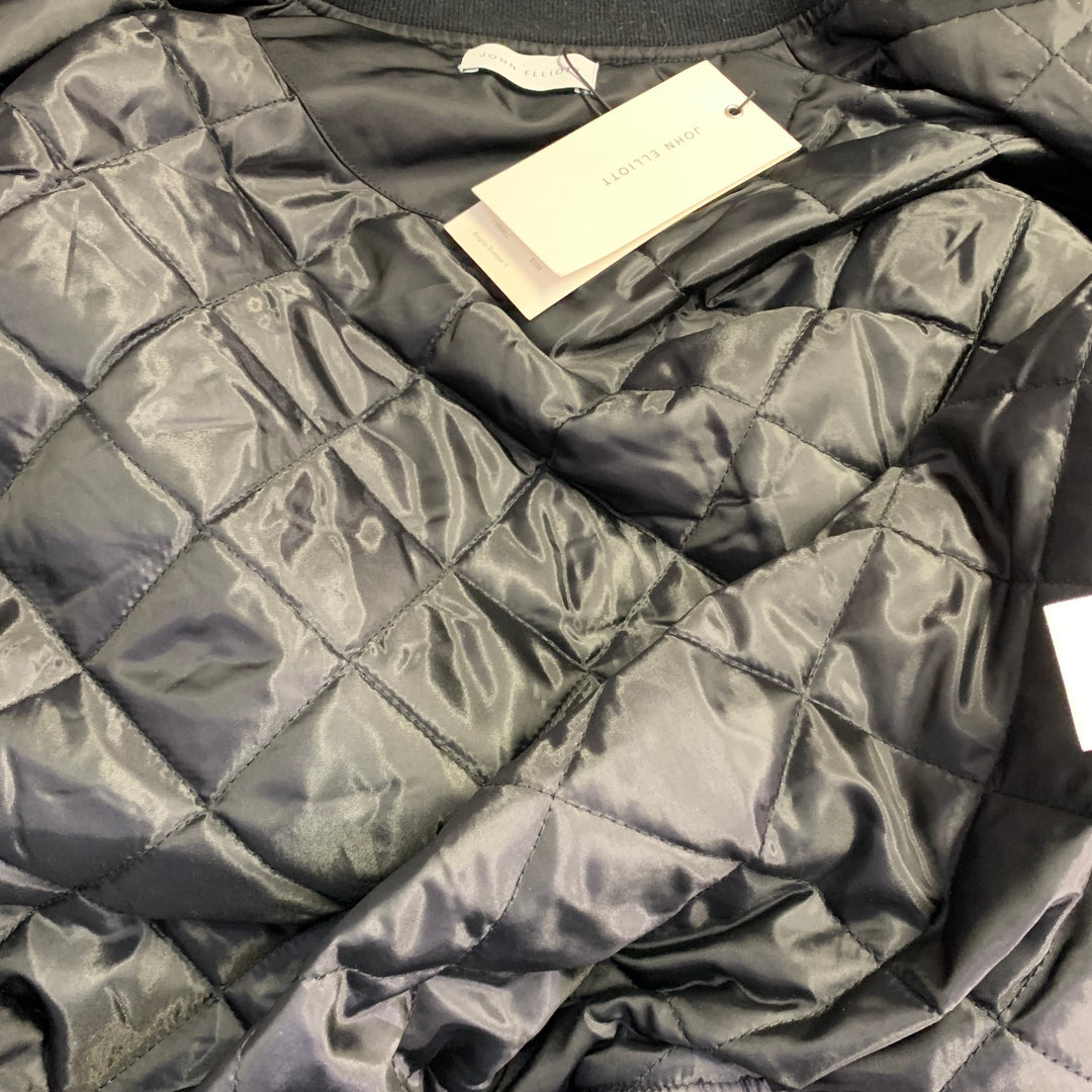 JOHN ELLIOTT Bogota II Size S Black Nylon Zip Up Bomber Jacket