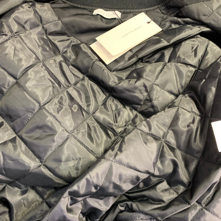 JOHN ELLIOTT Bogota II Size S Black Nylon Zip Up Bomber Jacket