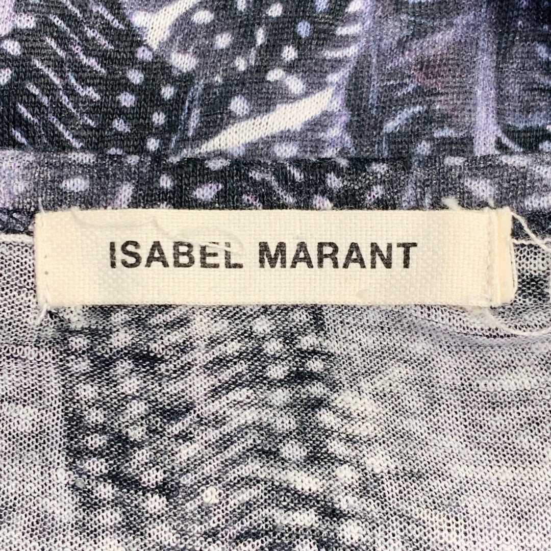 ISABEL MARANT Size M Black Purple Feathers Scoop Neck Casual Top